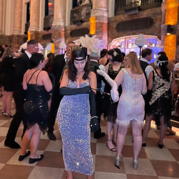 KAILEE SEQUIN MIDI DRESS PURPLE - Picture 4 of 5